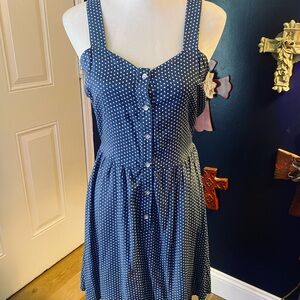 Wild Blue Blue and White Polka Dot Sleeveless Sweetheart Romper
